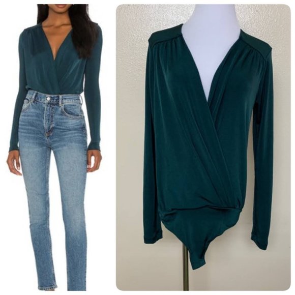 Free People Tops - Free People Teal Long Sleeve Bodysuit